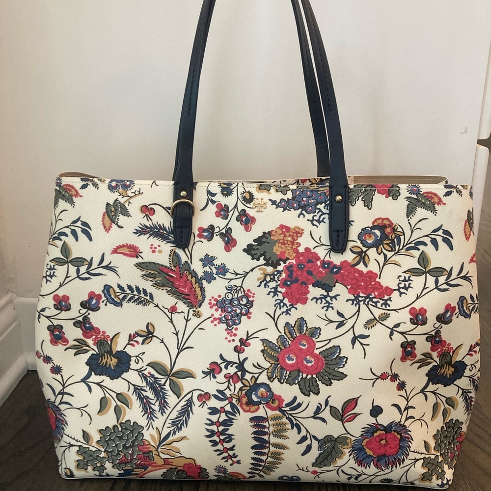 Tory Burch Floral Shoulder Bag - Cream and Multicolor - Picture 2 of 6